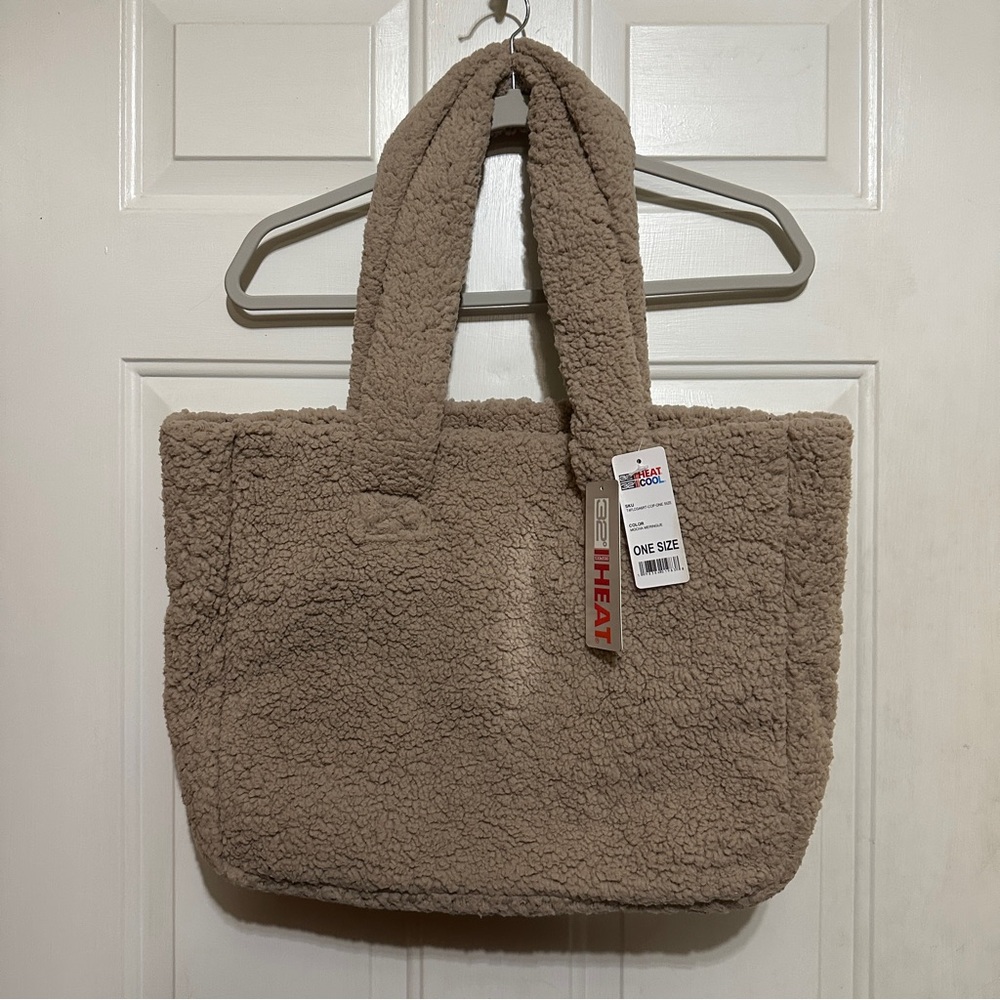 32 degrees Cozy Sherpa‎ Tote Bag "Mocha Meringue" teddy bear fabric NWT